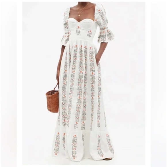 Very Rare AGUA BENDITA CEDRO MARGARITA IVORY MAXI DRESS Small - Picture 1 of 13